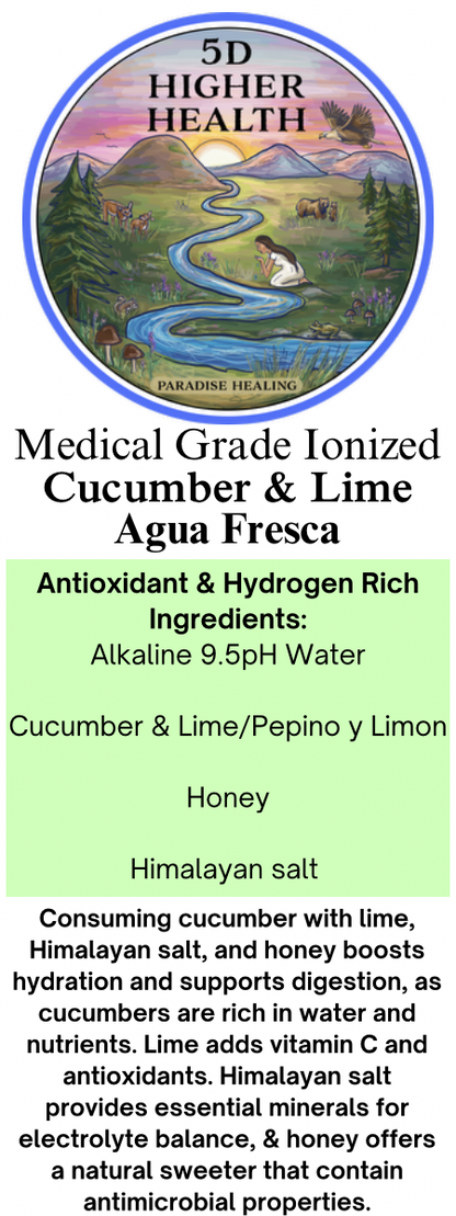 Wellness Water - Medical Grade Ionized Cucumber & Lime/Pepino y Limón Agua Fresca